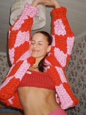 Hope Macaulay Colossal Handmade Sweater in Red & Pink
